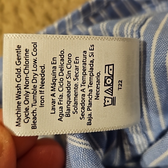 Free Assembly Boy's Button-up Short-sleeve Blue and White Shirt. Sz: XL (14/16) - Picture 6 of 9